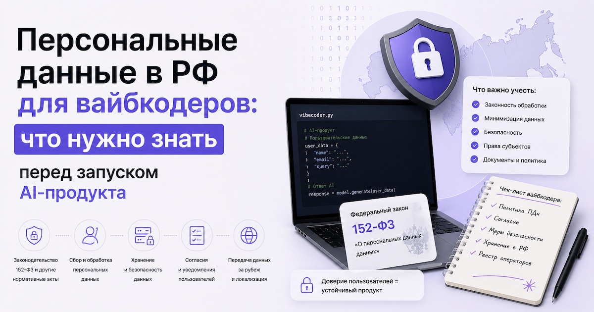 Персональные данные в РФ для вайбкодеров: что нужно знать перед запуском AI-продукта
